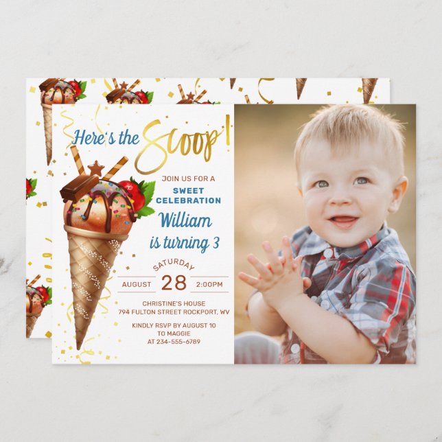 Invitación Aquí está la foto de la fiesta de cumpleaños del C (Anverso / Reverso)