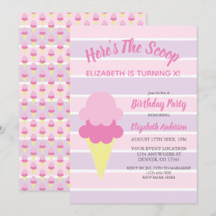 Invitación Aquí Está la Golosina Helado Cumpleaños de Verano