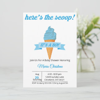 Invitación Aquí está la noticia: ¡es un baby shower de niño!