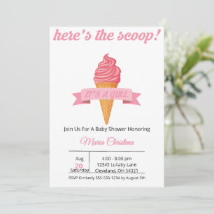 Invitación Aquí está la noticia – ¡Es una niña! Baby Shower