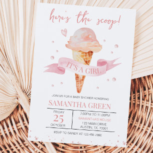 Invitación Aquí está la primicia: Baby Shower de Niña