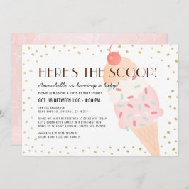 Invitación Aquí está la unidad Scoop Ice Cream de Baby Shower
