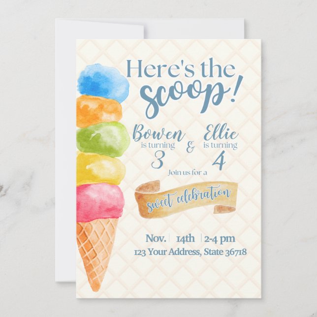 Invitación Aquí está The Scoop (Anverso)