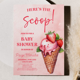 Invitación ¡Aquí está The Scoop! Baby Shower de Crema de hiel