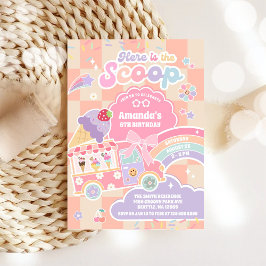 Invitación Aquí está The Scoop Helado Groovy Daisy Cumpleaños