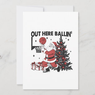 Invitación Aquí Jugando Baloncesto Deporte Navidad Navidad