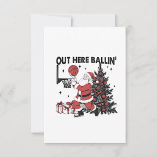 Invitación Aquí Jugando Baloncesto Deporte Navidad Navidad