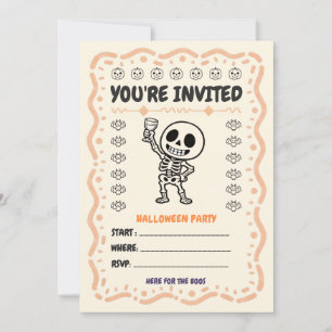 Invitación Aquí para la Fiesta de Halloween del Esqueleto Lin