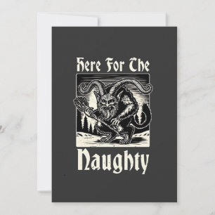 Invitación Aquí por el travieso Krampus, diablo espeluznante