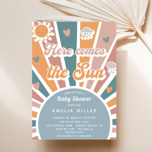 Invitación Aquí viene el arcoiris Baby Shower del Sol