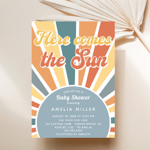 Invitación Aquí viene el arcoiris Baby Shower del Sol