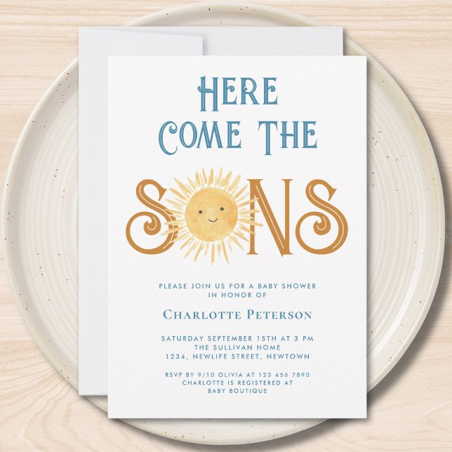 Invitación Aquí viene el Baby Shower de los gemelos (Subido por el creador)