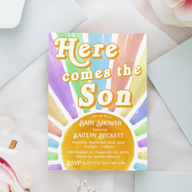 Invitación Aquí Viene El Baby Shower De Los Niños Retro Son (Subido por el creador)
