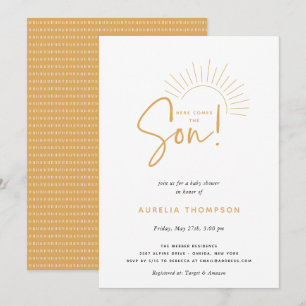 Invitación Aquí Viene El Baby Shower De Son Boho Sun
