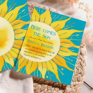Invitación Aquí viene el Baby Shower de Son Boy Blue Sunshine