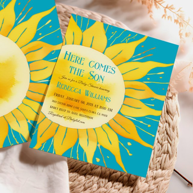Invitación Aquí viene el Baby Shower de Son Boy Blue Sunshine (Subido por el creador)
