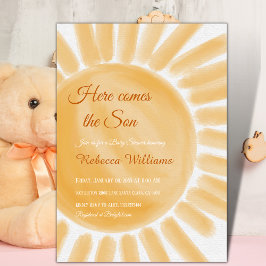 Invitación Aquí viene el Baby Shower de Son Ray Yellow Sunshi