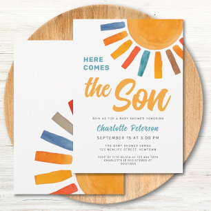 Invitación Aquí viene el Baby Shower de Son Sun