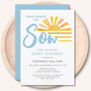 Invitación Aquí Viene El Baby Shower De Son Sunrise