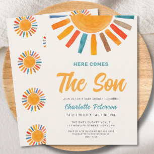 Invitación Aquí viene el Baby Shower de Son Sunshine Boy