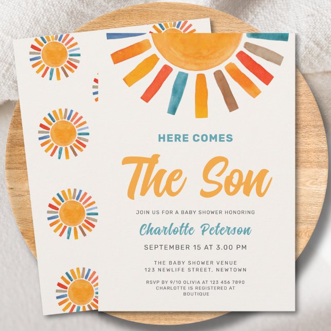 Invitación Aquí viene el Baby Shower de Son Sunshine Boy (Subido por el creador)
