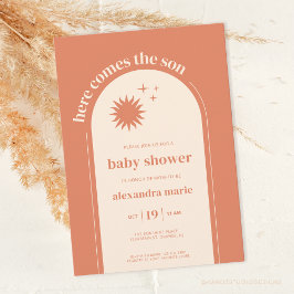 Invitación Aquí viene el Baby Shower de Son Terracotta Boho