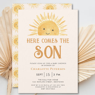 Invitación Aquí Viene El Baby Shower De Son Yellow Sunshine
