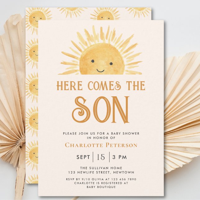 Invitación Aquí Viene El Baby Shower De Son Yellow Sunshine (Subido por el creador)