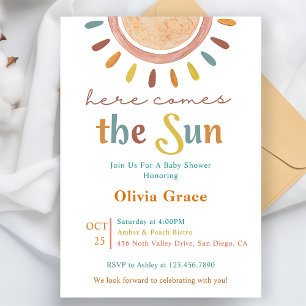 Invitación Aquí Viene El Baby Shower De Sun
