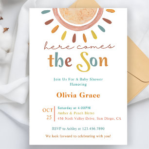 Invitación Aquí Viene El Baby Shower De Sun