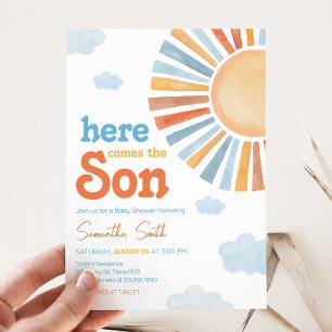 Invitación Aquí Viene El Baby Shower De Sun