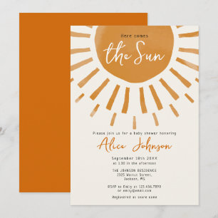 Invitación Aquí Viene El Baby Shower De Sun Boho