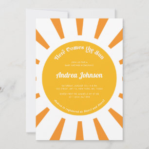 Invitación Aquí viene el Baby Shower de Sun Boho Sunshine Cut