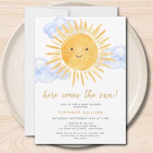 Invitación Aquí viene el Baby Shower de Sun Boy (Subido por el creador)