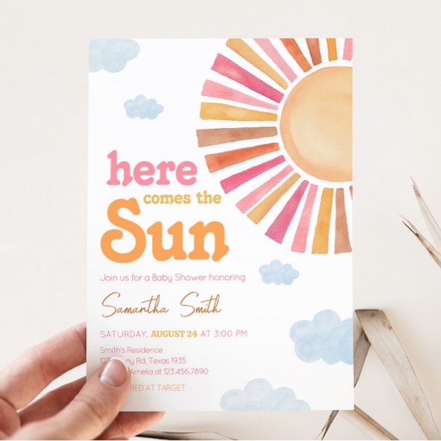 Invitación Aquí Viene El Baby Shower De Sun Chica (Sunshine Baby Shower Invitation)