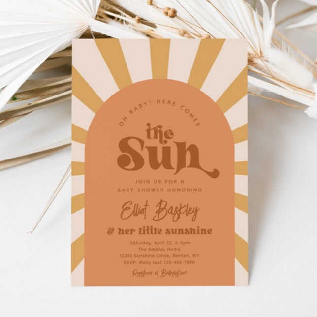 Invitación Aquí Viene El Baby Shower De Sun | Sun Baby Shower (Subido por el creador)