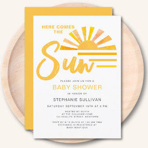 Invitación Aquí Viene El Baby Shower De Sun Sunrise