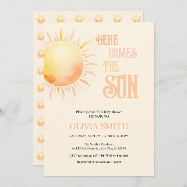 Invitación Aquí Viene El Baby Shower Del Hijo (Anverso / Reverso)