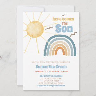Invitación Aquí viene el Baby Shower del hijo