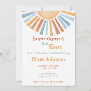 Invitación Aquí viene el Baby Shower del hijo