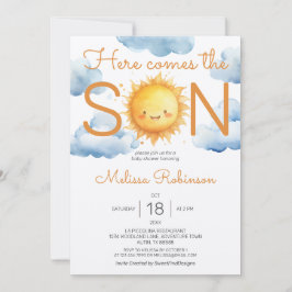 Invitación Aquí viene el Baby Shower del hijo