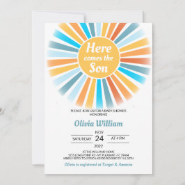 Invitación Aquí viene el Baby Shower del hijo