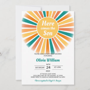 Invitación Aquí viene el Baby Shower del hijo