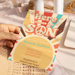 Invitación Aquí Viene El Baby Shower Del Hijo