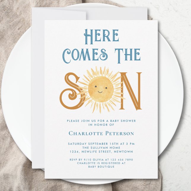 Invitación Aquí Viene El Baby Shower Del Hijo (Subido por el creador)