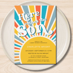 Invitación Aquí Viene El Baby Shower Del Hijo
