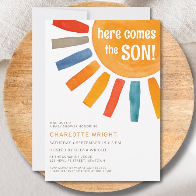 Invitación Aquí Viene El Baby Shower Del Hijo (Subido por el creador)