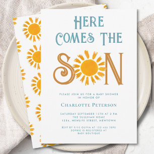 Invitación Aquí Viene El Baby Shower Del Hijo