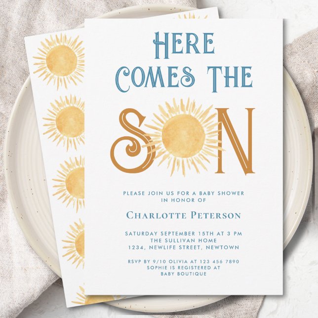 Invitación Aquí Viene El Baby Shower Del Hijo (Subido por el creador)