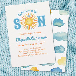 Invitación Aquí viene el Baby Shower del hijo